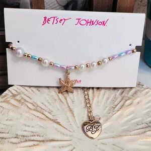 Betsey Johnson Gold and Pearl Starfish Anklet